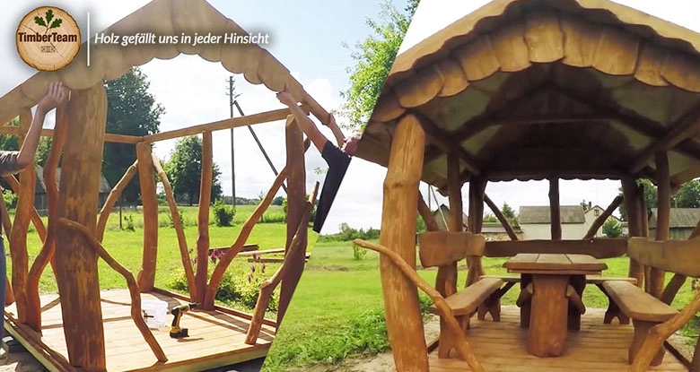 Video Aufbau eines Pavillons Gartenlaube Rustikal