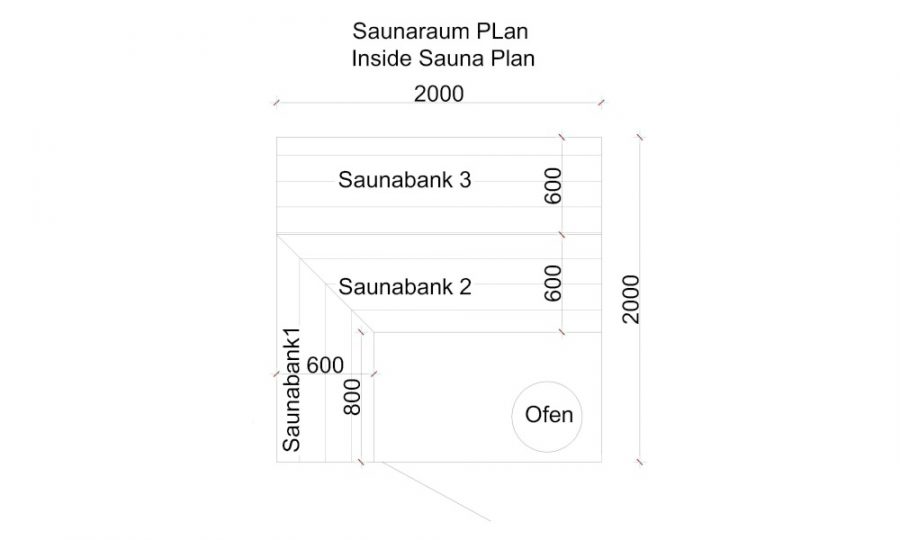 Maße Saunahütte Banja (Blockhaussauna Rundholz)