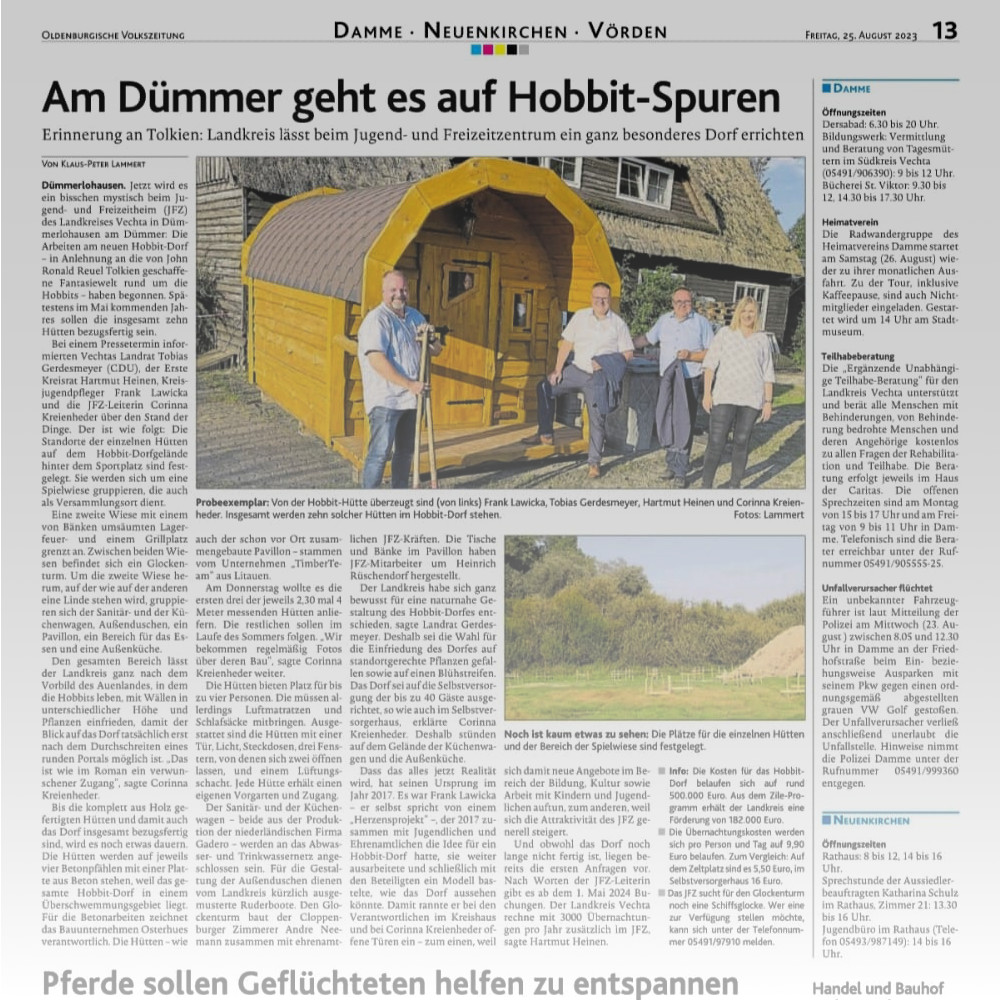 Hobbit Hütte in der Oldenburgische Volkszeitung
