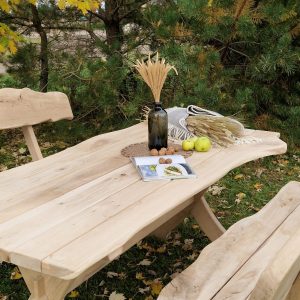 Outdoor Sitzgruppe mit Gartenbänken aus Holz wetterfest mit Rückenlehne